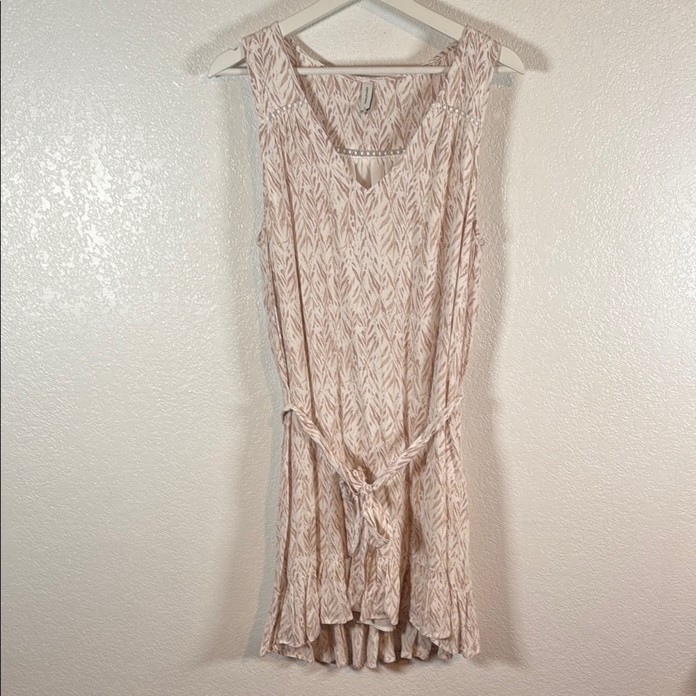 Gentle Fawn Neutral Leaft Print Mini Dress Size Small